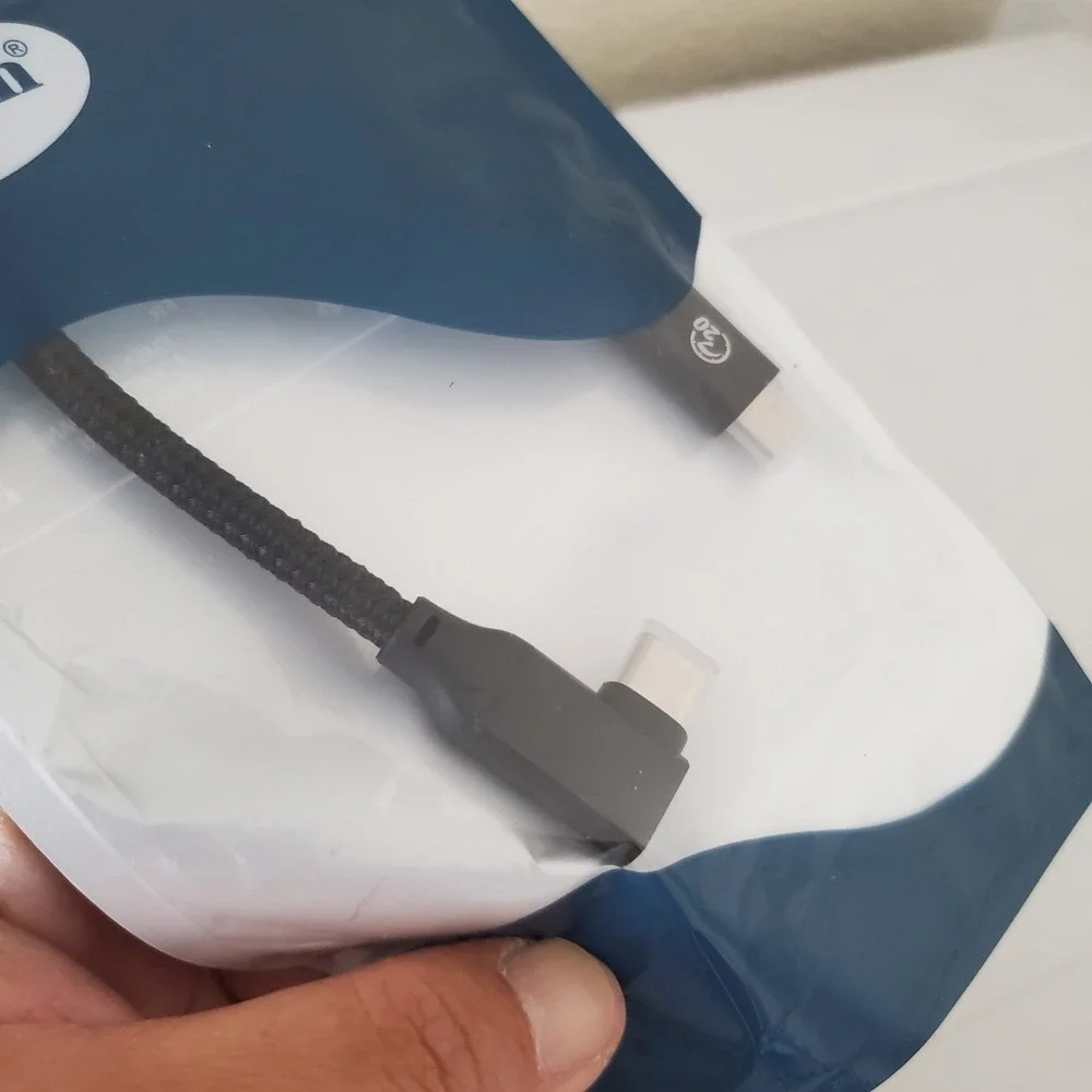 UseBean USB C to USB C Cable Right Angle 90 Degree Braided Charging Cord Black